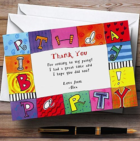 The Card Zoo Colourful Happy Birthday Personalized Party Thank You Cards