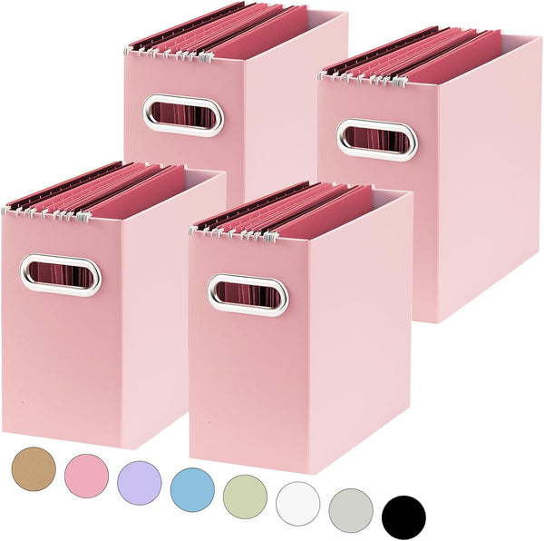 Oterri File Organizer, 4 Packs Small Storage Box, Collapsible File Folder Organizer for Letter Size, Portable with