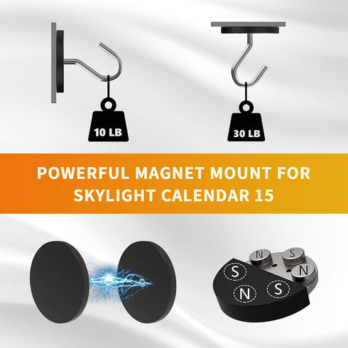 TRNQLPIN 15-Inch 2Powerful 2 Magnetic Fridge Mount for Skylight Calendar | No-Punch Easy to Assemble and Remove| Rubber