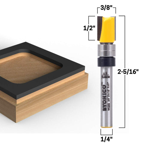 Set 2 3/8-Inch 1/4-Inch 14221q YONICO Router Bits Pattern Bit Flush Trim Bit Diameter Shank