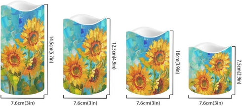 Sunflower Flameless Candles with Remote Color Changing Battery Operated Pillar Candles with Flickering Flame Electric
