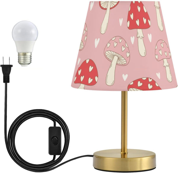 ALAZA Table Lamp for Bedroom Nightstand Mushrooms Pink Bedside Lamp with USB