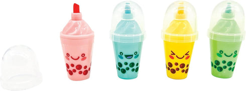 Raymond Geddes 24 Bag Anime Boba Tea Cute Highlighters, Chisel Tip Book Highlighters for Fun School Supplies