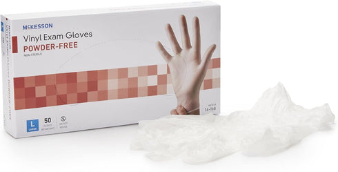 McKesson Confiderm Vinyl Exam Gloves - Powder-Free, Latex-Free, Ambidextrous, Smooth, Non-Sterile for