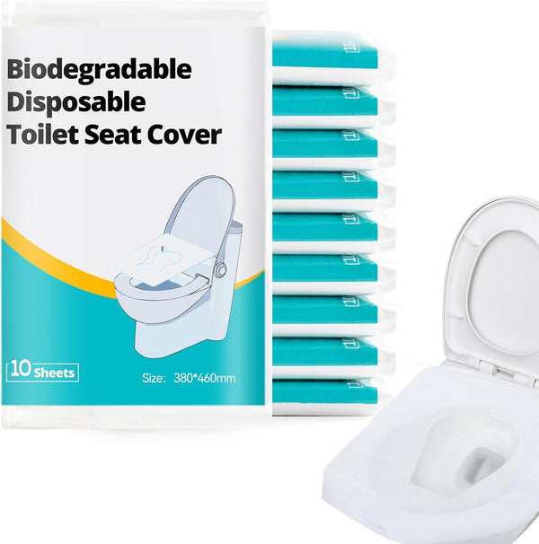 Huazu Disposable Flushable Toilet Seat Covers, 100pcs Biodegradable Seat Covers, Ideal for Airplane