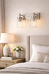 Generic 2-Lights Farmhouse Wall Sconces Brushed Nickel Bathroom Vanity Light Fixtures,Classic Wall Lights with Clear