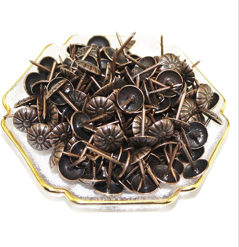 200 Pcs Upholstery Tacks Nails, Antique Brass Daisy Furniture Nails for Sofa, Crafts, 7/16" Head Diameter