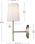 51861 1-Light Bulb Globe Electric Clarissa Wall Sconce, Matte Brass, White Fabric Shade, Not Included
