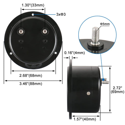 Baomain DC 50V Round Voltmeter: Voltage Meter 65C5 Gauge Analog Panel Class 2.5 CE
