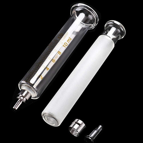 1 Pack Glass Syringes with Caps, 10cc/ml for Laboratory Use