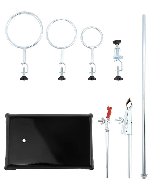 QWORK Laboratory Grade Metalware Set, Lab Support Stand with Iron Clamp Holder, Flask Clamp, and Condenser Stand