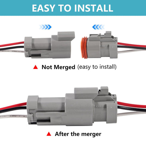 AITRIP 6 Kit 3Pin Way Electrical Wire Connector, 3Way DT Automotive Waterproof Male Female Plug for Car