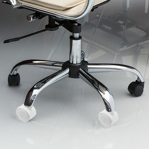 RUNROTOO 4pcs 1.5-inch Swivel Office Chair Wheels Replacement with Brake, White Threaded Stem Casters for Furniture