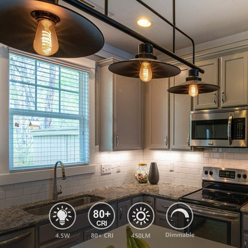 12Pack Dimmable ST58 LED Edison Bulbs, 4.5W Equivalent to 40W Vintage Light Bulbs, E26 Base 2700K ST58/ST19 Clear
