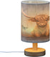 panksolu Highland Cow Baby Bedside Table Lamp with USB Port Nightstand Lamps Night Light Linen Fabric Shade Cylinder