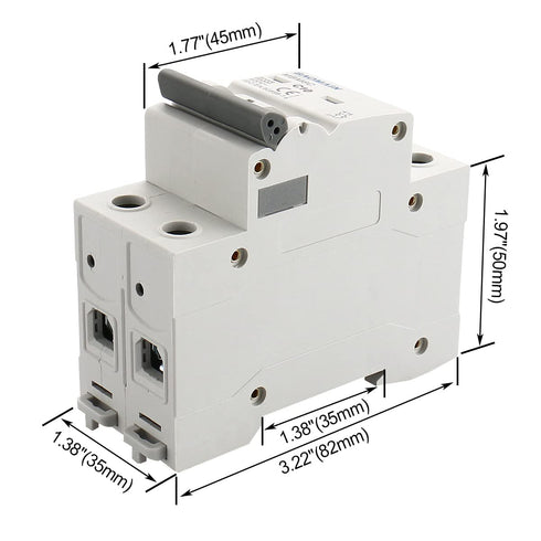 Baomain Miniature Circuit Breaker DZ47-63, C10, AC 230V, 10Amp, 2 Pole, DIN Rail Mounting