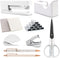 Shellvcase White Office Supplies Set - Stapler, Tape Dispenser, Staple Remover, Staples, Clips, Scissors, and Pens for