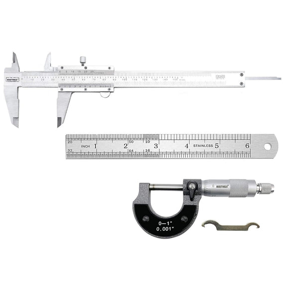 NORTOOLS Metal Vernier Caliper with Micrometer and Ruler for Precision Measurements Inside/Outside/Depth/Step