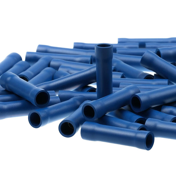 AIRIC UL Listed Blue Butt Connectors Crimp Splice Terminals 100 pcs for 16-14 AWG Electrical Connector