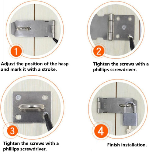 SZHDX Door Locks Hasp Latch, 5 Inch 304 Stainless Steel Safety Packlock Clasp, 2 Pack