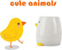 Ceramic Round Pen Holder - Cute Cartoon Animal Stand, Desk Organizer (Gray White)