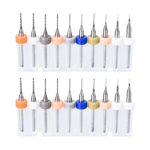 uxcell PCB Drill Bits 0.15mm-1.0mm Tungsten Carbide Micro Drill Bits 1/8 Inch Shank 2 Set (20 Pcs) Jewelry CNC Engraving