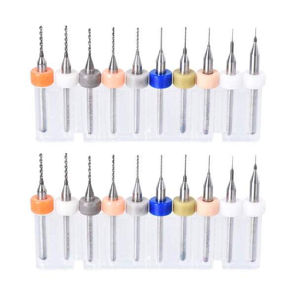 uxcell PCB Drill Bits 0.15mm-1.0mm Tungsten Carbide Micro Drill Bits 1/8 Inch Shank 2 Set (20 Pcs) Jewelry CNC Engraving