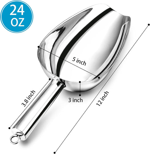 P&P CHEF Food Ice Scoop, 24oz Stainless Steel Utility Scooper for Wedding Party Bar Kitchen