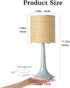 Ziqqeelam Counter, Light Blue Rattan Small Table Lamp for Bedroom, Light Blue Wicker Lamps for Bedside Nightstand