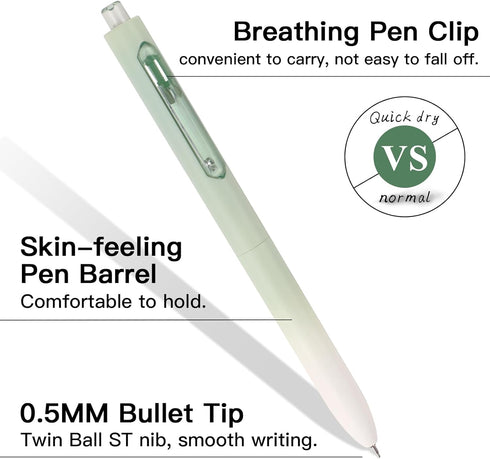 Gel Pen Fine Point, 12Pcs 0.5mm Retractable Black Gel Ink Pens for Smooth Writing, Quick Dry Extra Fine Needle Point