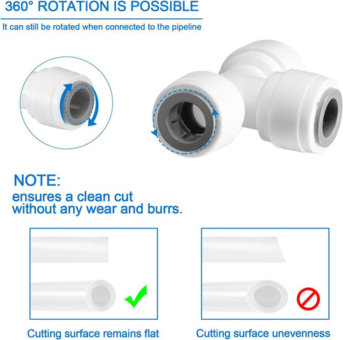 3/8" O.D. Quick Connect Fittings, Food Grade Push to Connect Fittings for RO Systems (16 Pcs)