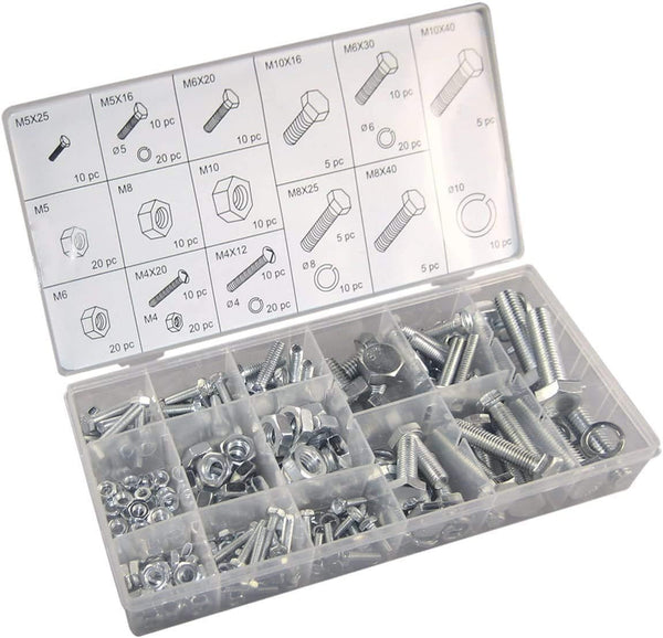 240 PC PIECE MM METRIC SIZE NUT and BOLT SCREW ASSORTMENT HARDWARE KIT