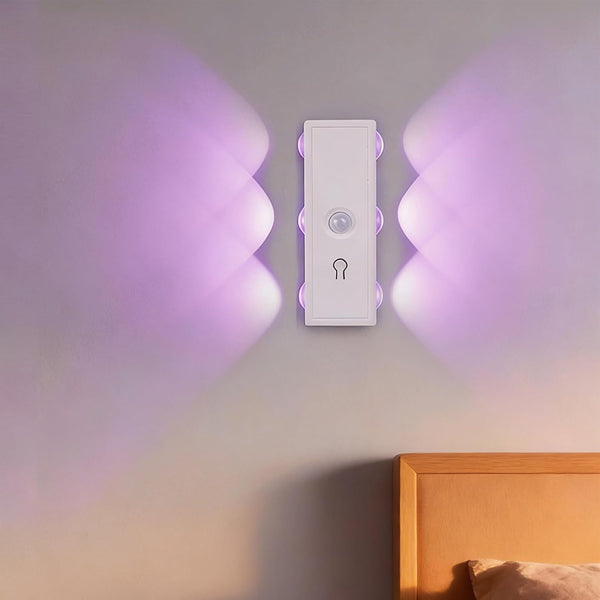 zuduoeoa Motion Sensor Wall Light Set of 2, RGB 7-Colors Rechargeable Battery Operated