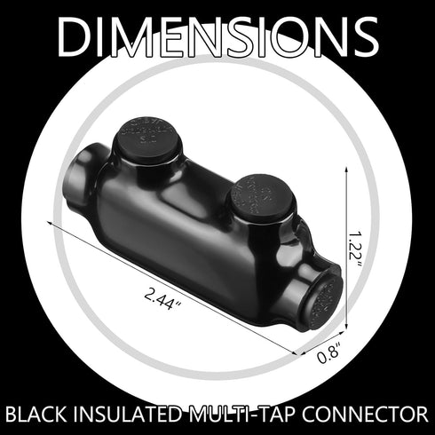 5 Pcs Black Insulated Wire Connectors, Multi Cable Splice Connector, 2 Ports, Double Side Entry, Oxide Inhibitor (2/0-6