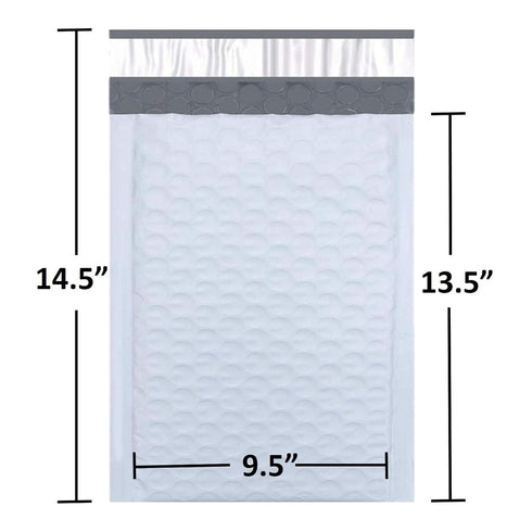 Poly Bubble Mailers, Waterproof & Cushioned Padded Envelopes for Shipping, 9.5 x 14.5 in (50 Pack, White)