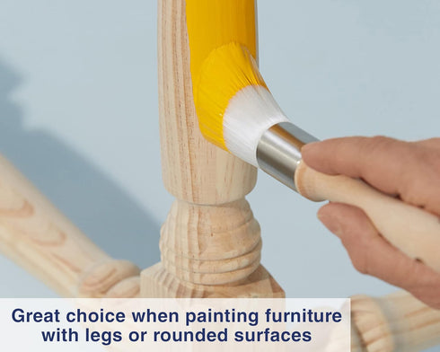Zibra Round Paint Brush for Curved Surfaces and Ornate Details, 1 in, Pro Grade, White