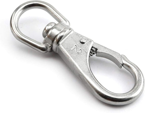 1-Pack M6 Swivel Eye Snap Hook 304 Stainless Steel Multi-Use Spring Snap Hook for Boat Marine Pet Chains