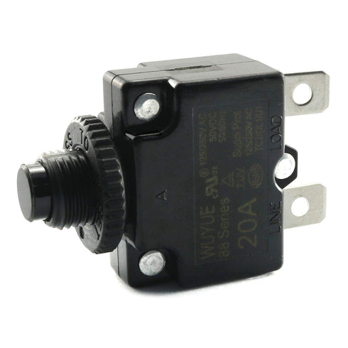 1-Pack Thermal Switch Circuit Breaker Overload Protector, 20A Mini Size Push Reset Button