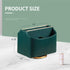Leather Remote Control Holder for Table, 360 Degree Spinning Caddy, Bedside Desk Organizer for Media, Phone, Glasses
