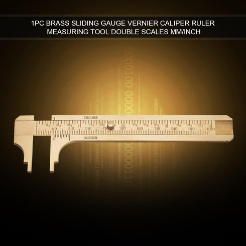 Handy Sliding Double Scales Vernier Caliper Ruler, Measuring Tool mm/inch, Brass Pocket Ruler 100mm