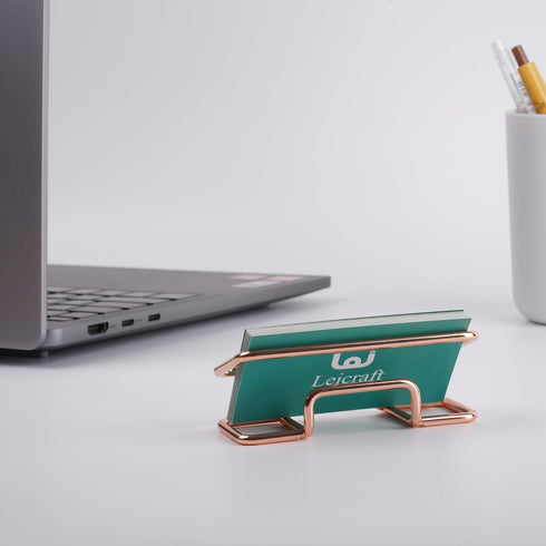 Business Card Holder for Desk, Cute Metal Card Organizer, Office Accessories for Men and Women, Rose Gold