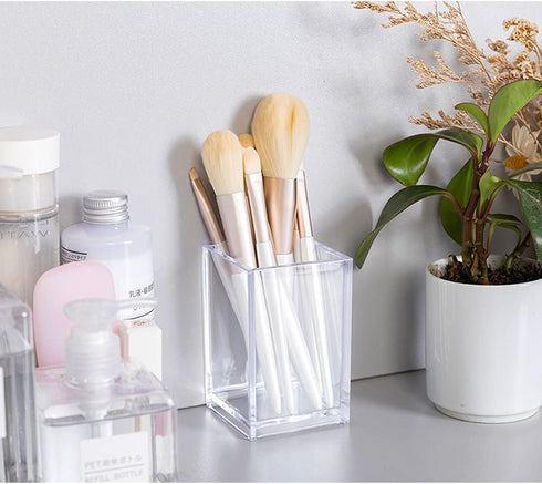 Clear Acrylic Pencil Pen Holder Cup, Clear Makeup Brush Holder, Acrylic Desk Accessories for Office