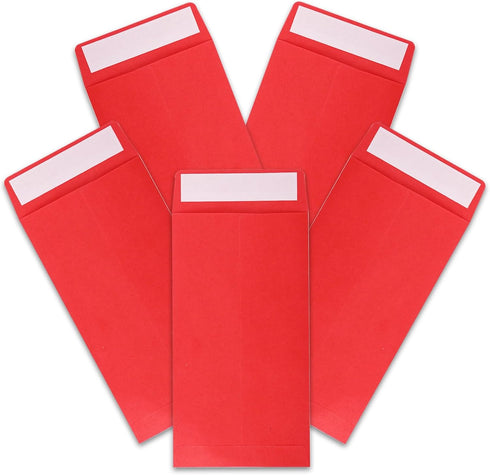 Cash Envelopes 100 Pack 3.5x6.5inch, Colored Coin Envelopes for Budgets, Checks, Coins, Jewelry, Small Items (Red)