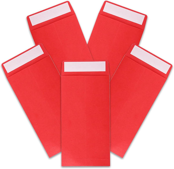 Cash Envelopes 100 Pack 3.5x6.5inch, Colored Coin Envelopes for Budgets, Checks, Coins, Jewelry, Small Items (Red)