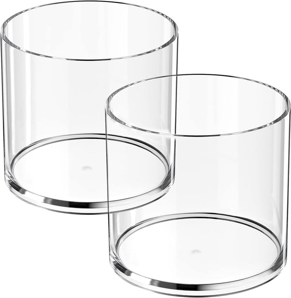 MaxGear 2 Pack Clear Acrylic Cylinder Pen Holder, Round Pencil Cups for Desk, Makeup Brush, Utensil Organizer