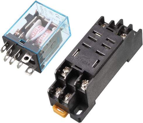 uxcell a13060500ux0313 AC 12V Coil 8 Pin Electromagnetic Power Relay with Base, Black