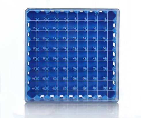 Cryogenic Storage Box, Polycarbonate Freezer Boxes, Blue/81 Place for 1.5-2.0 mL Cryotubes