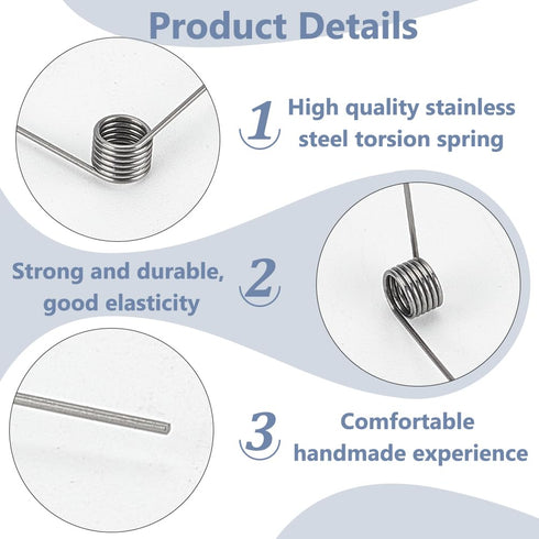 BENECREAT 30pcs Stainless Steel Torsion Spring, 3.5mm Wire Diameter, 90° Deflection Spring Assortment for DIY