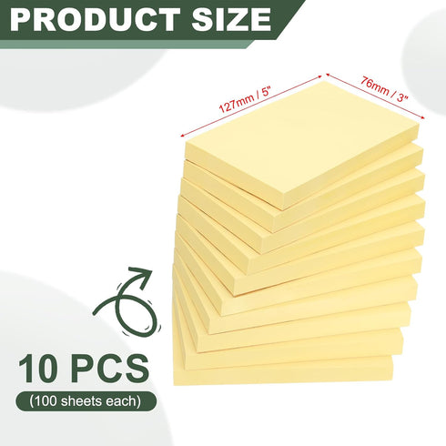 M&G Sticky Notes - 3 x 5 Inch, 10pcs Note Pads with Strong Sticking Power for Home Office Classroom, Yellow