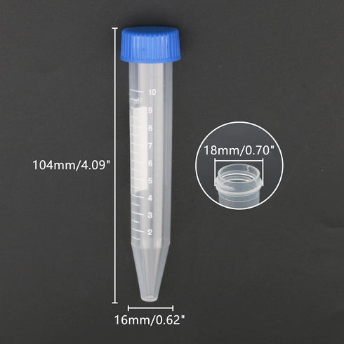 200 PCS 10mL Centrifuge Tubes, Sterile Conical Tubes with Leak-Proof Screw Caps, Plastic Container with Write Marks